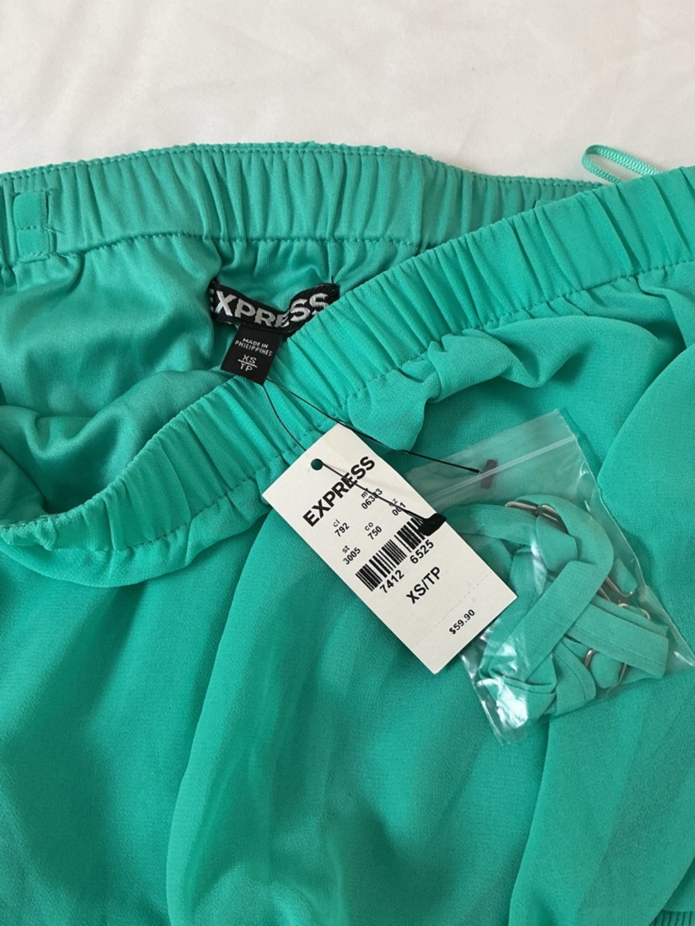 Express Strapless Turquoise Dress NWT Size XS Flowy Elastic Waist - Picture 3 of 6